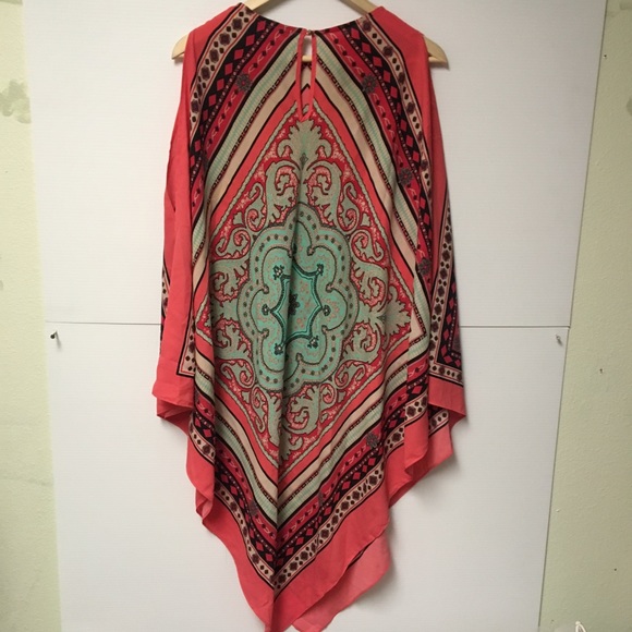 Coral Teal Summer Kimono - Picture 4 of 6